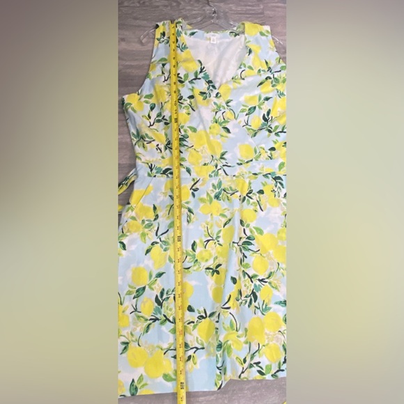 NWOT 1901 Nordstrom Tie Front Lemon Print Faux Wrap Mini Sleeveless Dress Sz XL - Picture 8 of 16